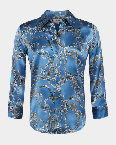 L Agence Dani Silk Blouse In Multi