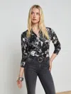 L Agence L'agence Dani Silk Floral Blouse In Black Multi Zodiac