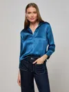 L Agence Dani Silk Blouse In Blue