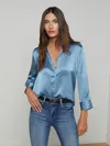 L Agence Dani Silk Blouse In Blue Mist