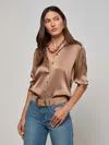 L Agence Ellah Silk Blouse In Brown
