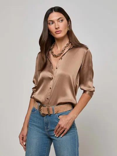 L Agence Dani Silk Blouse In Brown