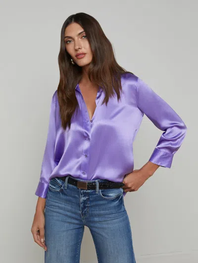 L Agence Dani Silk Blouse In Electric Purple
