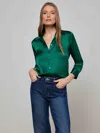 L Agence Dani Silk Blouse In Green