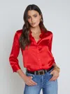 L Agence Dani Silk Blouse In High Risk Red