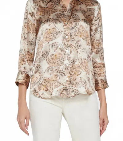 L Agence Dani Silk Blouse In Vintage White