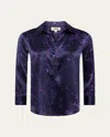 L Agence Dani Silk Blouse In Midnightpurple Sketch Chain