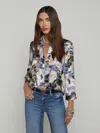 L Agence Dani Silk Blouse In Multi Distressed Floral
