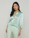 L Agence Dani Silk Blouse In Pale Jade