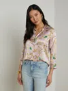 L Agence Dani Silk Blouse In Pale Orchid Multi Jade Chain