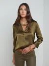 L Agence Dani Silk Blouse In Pine