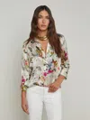 L Agence Dani Silk Charonda Butterfly Blouse In Vintage White Multi In Vintage White Multi Charonda Butterfly