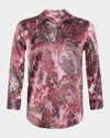 L Agence Dani Silk Button-front Blouse In Mauve Mlt French Psly