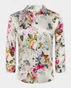 L Agence Dani Silk Charonda Butterfly Blouse In Vintage White Multi In V Wh M Charonda Btrfly