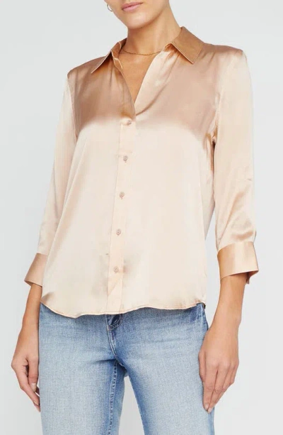 L Agence Dani Silk Charmeuse Blouse In Toasted Almond