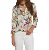 L Agence Dani Silk Charonda Butterfly Blouse In Vintage White Multi In Multi