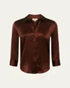 L Agence Dani Blouse In Hot Fudge In Hot Fudge