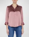 L Agence Dani Silk Blouse In Mauve Rose