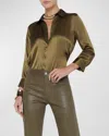 L Agence Dani Silk Blouse In Pine