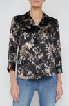 L Agence Dani Three Quarter Sleeve Blouse In Black Multi Tapestry Jungle In Black