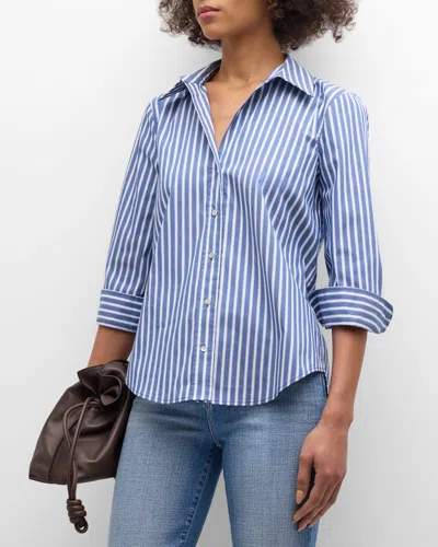 L Agence Daniella Stripe Button-front Shirt In Navyblue Stripe