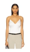 L Agence Dara Stretch Satin Bodysuit In Ivory