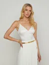 L Agence Dara Stretch Satin Bodysuit In White