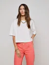 L Agence Daria Oversized Cropped Tee In White
