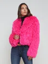 L Agence Davy Faux Fur Jacket In Hot Pink