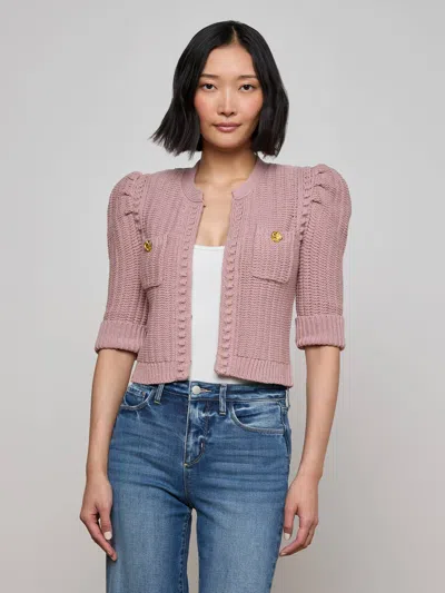 L Agence Delilah Cropped Cardigan In Pink