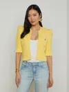 L Agence Delilah Crop Textured Cardigan Pale Yellow In Yellow