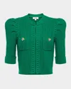 L Agence Delilah Cropped Textured Cardigan