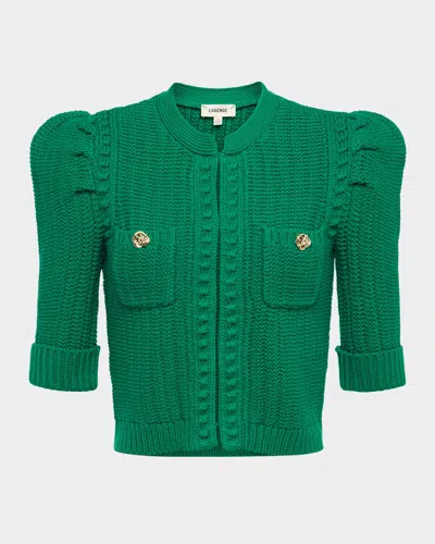 L Agence Delilah Cropped Textured Cardigan