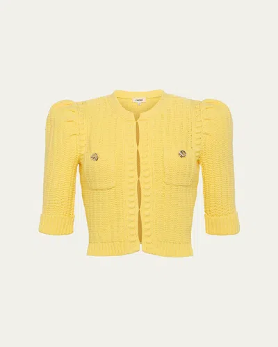 L Agence Delilah Cropped Textured Cardigan In Black/gold