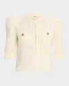 L Agence Delilah Cropped Textured Cardigan In Neutral