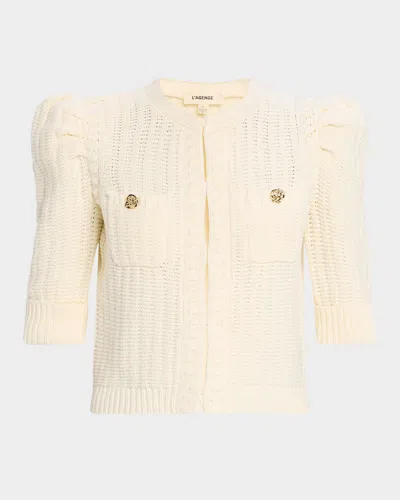 L Agence Delilah Cropped Textured Cardigan In Neutral