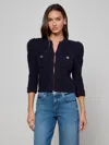 L Agence Delli Cropped Cardigan In Blue