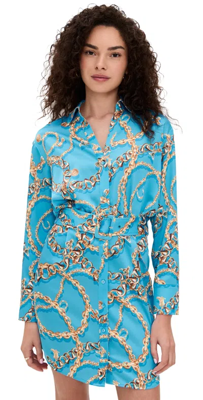 L Agence Demie Mini Shirtdress Blue/gold Multi