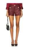 L Agence Dionne Faux Leather Shorts Black Cherry