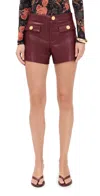 L Agence Dionne Faux Leather Shorts Black Cherry In Burgundy