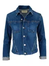 L Agence Janelle Raw-cut Denim Jacket In Blue