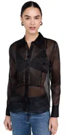 L Agence Divya Pintuck Tux Shirt Black In Black