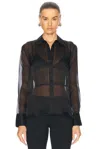 L Agence Divya Pintuck Tux Shirt Black In Black