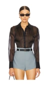 L Agence Divya Pintuck Tux Shirt Black In Black