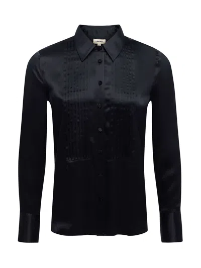 L Agence Divya Silk Shirt In Black