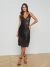 L'agence Diya Silk Lace Slip Dress In Black