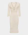 L Agence Doive Pointelle Midi Dress