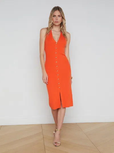 L Agence Domino Knit Dress In Tangerine/ Gold