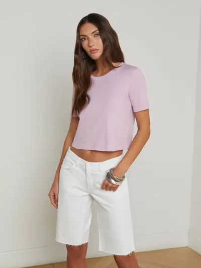 L Agence Donna Cotton Cropped Tee In Mauve Mist