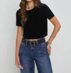L Agence Donna Cropped Velvet Tee In Black In Black